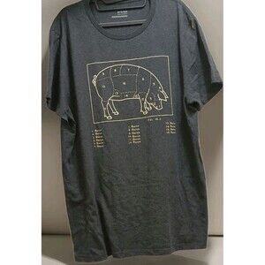 Bacon Diagram T-Shirt Men’s XL Gray Graphic Pig Butcher Chart BBQ Foodie